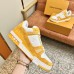 Louis Vuitton Men's LV Trainer Sneakers In Yellow Denim with Leather Louis Vuitton Men's LV Trainer Sneakers In Yellow Denim with Leather