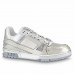 Louis Vuitton Men'sLV Trainer Sneakers In Metallic Canvas