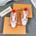 Louis Vuitton Men's LV Trainer Sneakers In Orange Denim with Mesh Louis Vuitton Men's LV Trainer Sneakers In Orange Denim with Mesh