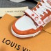 Louis Vuitton Men's LV Trainer Sneakers In Orange Denim with Mesh Louis Vuitton Men's LV Trainer Sneakers In Orange Denim with Mesh