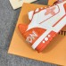 Louis Vuitton Men's LV Trainer Sneakers In Orange Denim with Mesh Louis Vuitton Men's LV Trainer Sneakers In Orange Denim with Mesh