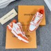 Louis Vuitton Men's LV Trainer Sneakers In Orange Denim with Mesh Louis Vuitton Men's LV Trainer Sneakers In Orange Denim with Mesh