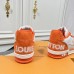 Louis Vuitton Men's LV Trainer Sneakers In Orange Denim with Mesh Louis Vuitton Men's LV Trainer Sneakers In Orange Denim with Mesh