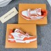 Louis Vuitton Men's LV Trainer Sneakers In Orange Denim with Mesh Louis Vuitton Men's LV Trainer Sneakers In Orange Denim with Mesh