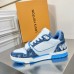 Louis Vuitton Men's LV Trainer Sneakers In Blue Denim with Mesh Louis Vuitton Men's LV Trainer Sneakers In Blue Denim with Mesh