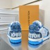 Louis Vuitton Men's LV Trainer Sneakers In Blue Denim with Mesh Louis Vuitton Men's LV Trainer Sneakers In Blue Denim with Mesh