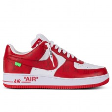 Louis Vuitton And Nike Air Force 1 Sneakers In Red/White Louis Vuitton And Nike Air Force 1 Sneakers In Red/White