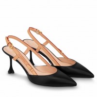 Louis Vuitton Blossom Slingback Pumps 75mm in Black Lambskin Louis Vuitton Blossom Slingback Pumps 75mm in Black Lambskin