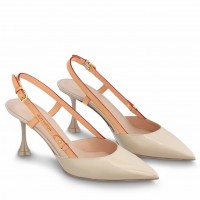 Louis Vuitton Blossom Slingback Pumps 75mm in Cream Patent Leather Louis Vuitton Blossom Slingback Pumps 75mm in Cream Patent Leather