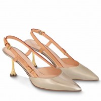 Louis Vuitton Blossom Slingback Pumps 75mm in Gold Leather Louis Vuitton Blossom Slingback Pumps 75mm in Gold Leather