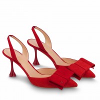 Louis Vuitton Blossom Slingback Pumps 75mm in Red Suede Leather Louis Vuitton Blossom Slingback Pumps 75mm in Red Suede Leather