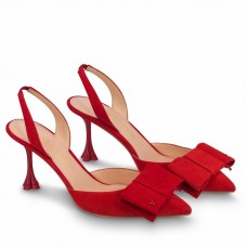 Louis Vuitton Blossom Slingback Pumps 75mm in Red Suede Leather Louis Vuitton Blossom Slingback Pumps 75mm in Red Suede Leather