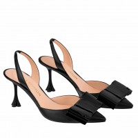 Louis Vuitton Blossom Slingback Pumps 75mm with Black Patent Bow Louis Vuitton Blossom Slingback Pumps 75mm with Black Patent Bow
