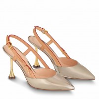 Louis Vuitton Blossom Slingback Pumps 95mm in Gold Leather Louis Vuitton Blossom Slingback Pumps 95mm in Gold Leather