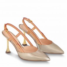 Louis Vuitton Blossom Slingback Pumps 95mm in Gold Leather Louis Vuitton Blossom Slingback Pumps 95mm in Gold Leather