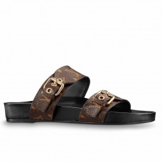 Louis Vuitton Bom Dia Flat Mules In Monogram Canvas