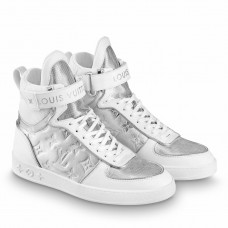 Louis Vuitton Boombox Sneaker Boots In Silver Metallic Leather
