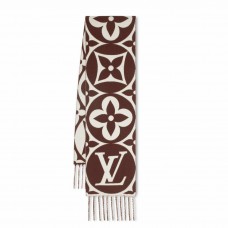 Louis Vuitton Brown LV Medallion Scarf M79215 Louis Vuitton Brown LV Medallion Scarf M79215