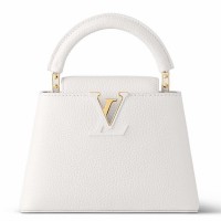 Louis Vuitton Capucines Mini Bag in White Taurillon Leather M23456