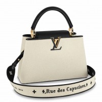 Louis Vuitton Capucines MM Bag in Canvas with Black Leather M59872 Louis Vuitton Capucines MM Bag in Canvas with Black Leather M59872