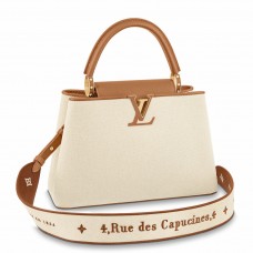 Louis Vuitton Capucines MM Bag in Canvas with Brown Leather M59969 Louis Vuitton Capucines MM Bag in Canvas with Brown Leather M59969