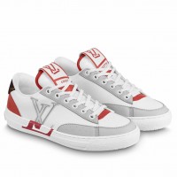 Louis Vuitton Charlie Sneakers In White Leather With Red Detail Louis Vuitton Charlie Sneakers In White Leather With Red Detail