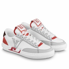 Louis Vuitton Charlie Sneakers In White Leather With Red Detail