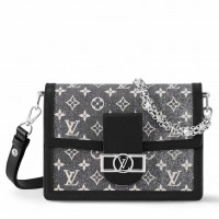 Louis Vuitton Dauphine MM Bag In Grey Monogram Denim M21458
