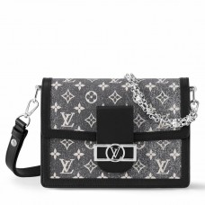 Louis Vuitton Dauphine MM Bag In Grey Monogram Denim M21458 Louis Vuitton Dauphine MM Bag In Grey Monogram Denim M21458
