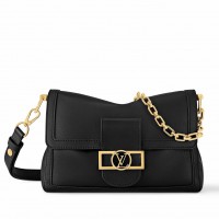 Louis Vuitton Dauphine Soft MM Bag in Black Calfskin M25209