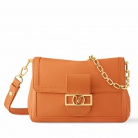 Louis Vuitton Dauphine Soft MM Bag in Orange Calfskin M25048