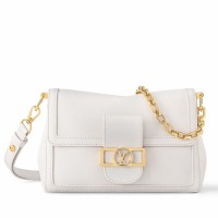 Louis Vuitton Dauphine Soft MM Bag in White Calfskin M25050