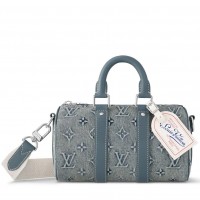 Louis Vuitton Keepall Bandouliere 25 Bag In Monogram Washed Denim M22762