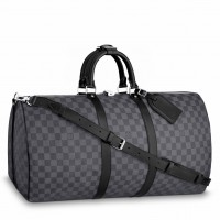 Louis Vuitton Keepall Bandouliere 55 Bag In Damier Graphite Canvas N41413 Louis Vuitton Keepall Bandouliere 55 Bag In Damier Graphite Canvas N41413