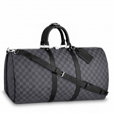Louis Vuitton Keepall Bandouliere 55 Bag In Damier Graphite Canvas N41413 Louis Vuitton Keepall Bandouliere 55 Bag In Damier Graphite Canvas N41413