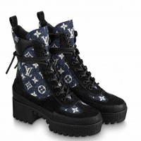 Louis Vuitton Laureate Platform Desert Boots In Monogram Denim