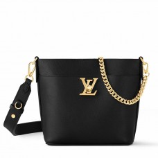 Louis Vuitton Lock and Walk Bag in Black Grained Leather M24006