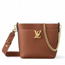 Louis Vuitton Lock and Walk Bag in Brown Grained Leather M24165