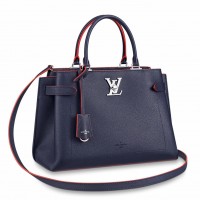 Louis Vuitton Lockme Day Tote Bag In Navy Blue Leather M53645 Louis Vuitton Lockme Day Tote Bag In Navy Blue Leather M53645