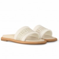Louis Vuitton LV Bliss Comfort Mules in White Canvas with Leather