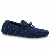 Louis Vuitton LV Driver Moccasin In Blue Monogram Suede Leather Louis Vuitton LV Driver Moccasin In Blue Monogram Suede Leather