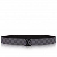 Louis Vuitton LV Initiales 40MM Belt In Damier Graphite Canvas M9808S Louis Vuitton LV Initiales 40MM Belt In Damier Graphite Canvas M9808S