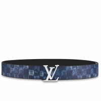 Louis Vuitton LV Initiales 40MM Reversible Belt In Damier Salt Canvas M0378Q Louis Vuitton LV Initiales 40MM Reversible Belt In Damier Salt Canvas M0378Q