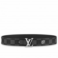 Louis Vuitton LV Initials 40MM Reversible Belt In Damier Graphite Canvas MP314V Louis Vuitton LV Initials 40MM Reversible Belt In Damier Graphite Canvas MP314V