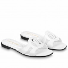 Louis Vuitton LV Isola Flat Slides In White Calfskin Louis Vuitton LV Isola Flat Slides In White Calfskin