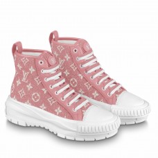 Louis Vuitton LV Squad Sneaker Boots In Pink Monogram Denim Louis Vuitton LV Squad Sneaker Boots In Pink Monogram Denim