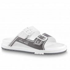 Louis Vuitton LV Trainer Mules In White Leather Louis Vuitton LV Trainer Mules In White Leather