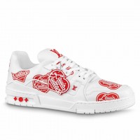 Louis Vuitton LV Trainer Sneakers with Red Heart Logo