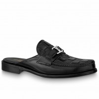 Louis Vuitton Major Open-back Loafers In Black Leather