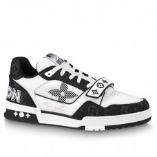 Louis Vuitton Men's LV Trainer Sneakers in Black Denim with Mesh Louis Vuitton Men's LV Trainer Sneakers in Black Denim with Mesh